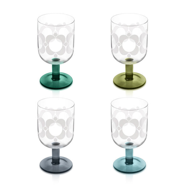 Set of 4 Wine Glasses Green Shades