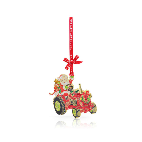 Santa Tractor Sparkle Decoration