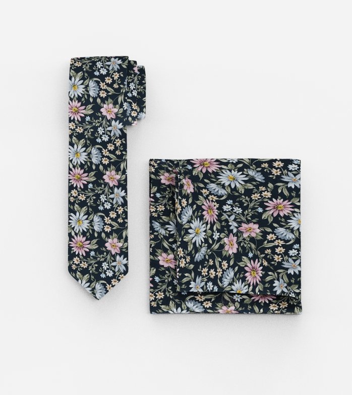 Tie & Handkerchief Set - Marine