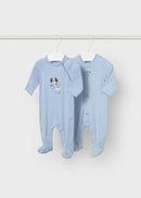 2 Pack Long Onesie - Sky Blue