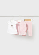 Jacket, T-Shirt & Leggings Set - Baby Rose