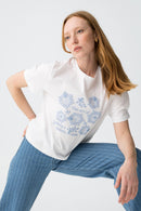 Peyton Placement Print T-Shirt - White