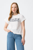 Ella Placement Print T-Shirt - White