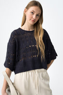 Benny7 Open Knit Jumper - Lyons Blue