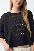 Benny7 Open Knit Jumper - Lyons Blue