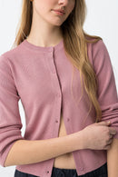 Barbie Button Cardigan - Mellow Rose