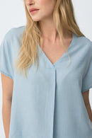 Mara1 V Neck Top - Light Blue