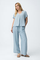 Mara1 V Neck Top - Light Blue