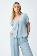 Mara1 V Neck Top - Light Blue