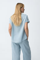 Mara1 V Neck Top - Light Blue