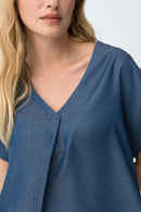 Mara1 V Neck Top - Blue