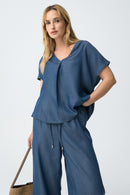 Mara1 V Neck Top - Blue