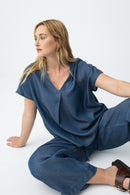 Mara1 V Neck Top - Blue