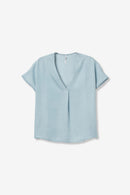 Mara1 V Neck Top - Light Blue