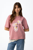 Spoink Placement Print T-Shirt - Mellow Rose
