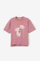 Spoink Placement Print T-Shirt - Mellow Rose