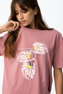 Spoink Placement Print T-Shirt - Mellow Rose