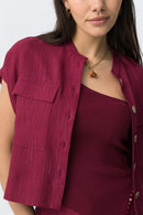Cookie1C Button Shirt - Fuchsia Red