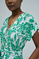 Cap Sleeve Print Dress - Green