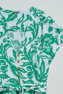Cap Sleeve Print Dress - Green