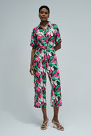 All Over Print Jumpsuit - Green/red Print