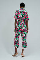 All Over Print Jumpsuit - Green/red Print