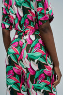All Over Print Jumpsuit - Green/red Print