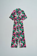 All Over Print Jumpsuit - Green/red Print