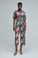 All Over Print Jumpsuit - Green/red Print