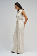 Sleeveless Jumpsuit - Beige