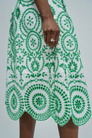 Cap Sleeve Print Dress - White