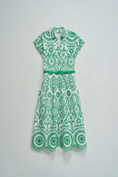 Cap Sleeve Print Dress - White