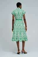 Cap Sleeve Print Dress - White