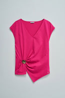 V Neck Blouse - Magenta