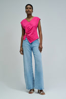 V Neck Blouse - Magenta