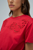 Tie Hem Crop T-Shirt - Red