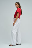 Tie Hem Crop T-Shirt - Red