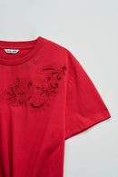 Tie Hem Crop T-Shirt - Red