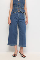 Cropped Wide Culotte - Blue