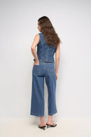 Cropped Wide Culotte - Blue