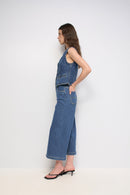 Cropped Wide Culotte - Blue