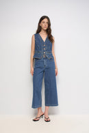 Cropped Wide Culotte - Blue