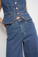 Cropped Wide Culotte - Blue