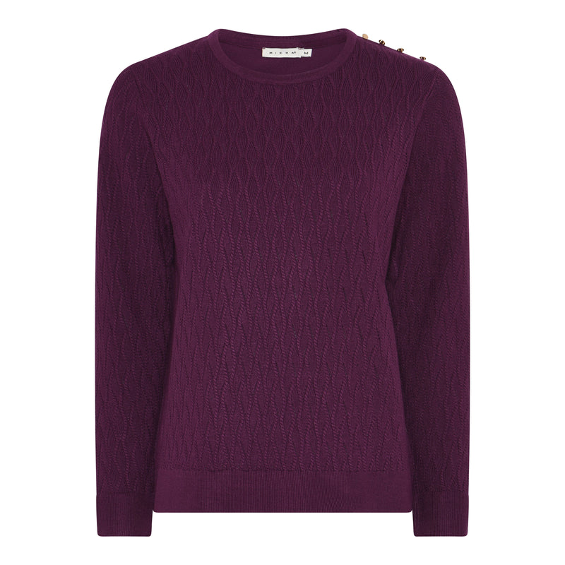 Self Pattern Round Neck Jumper - Purple