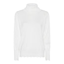 Scallop Hem Polo Neck Jumper - Off White
