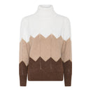 Zip Zag Polo Neck Jumper - Camel/cognac