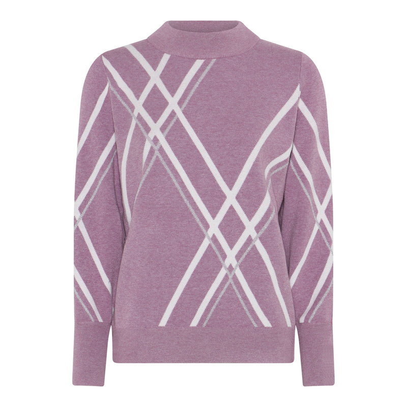 Hot Stripe Round Neck Jumper - Rose/offwhite
