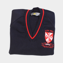 Magic Fit V Neck Jumper - Navy/red Trim