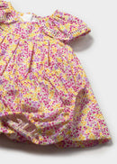 Newborn Print Dress with Nappy Cover - Rose