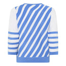 Diagonal Stripe V Neck Jumper - Provence Blue/white